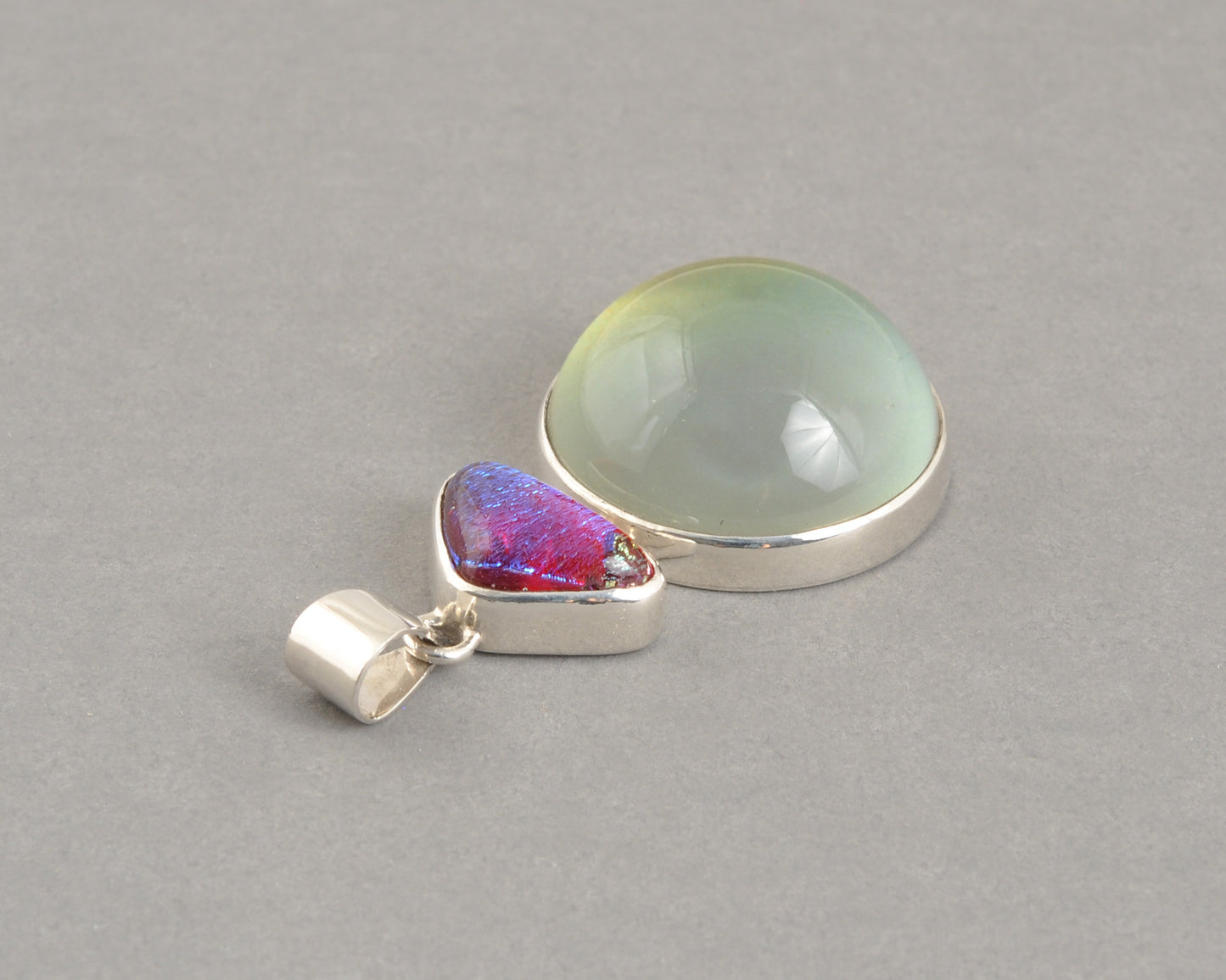 Mirage Dichroic Pendant #7–Sterling Silver Color-Changing Glass Pendant–25x39mm Mood Jewelry-One of A Kind