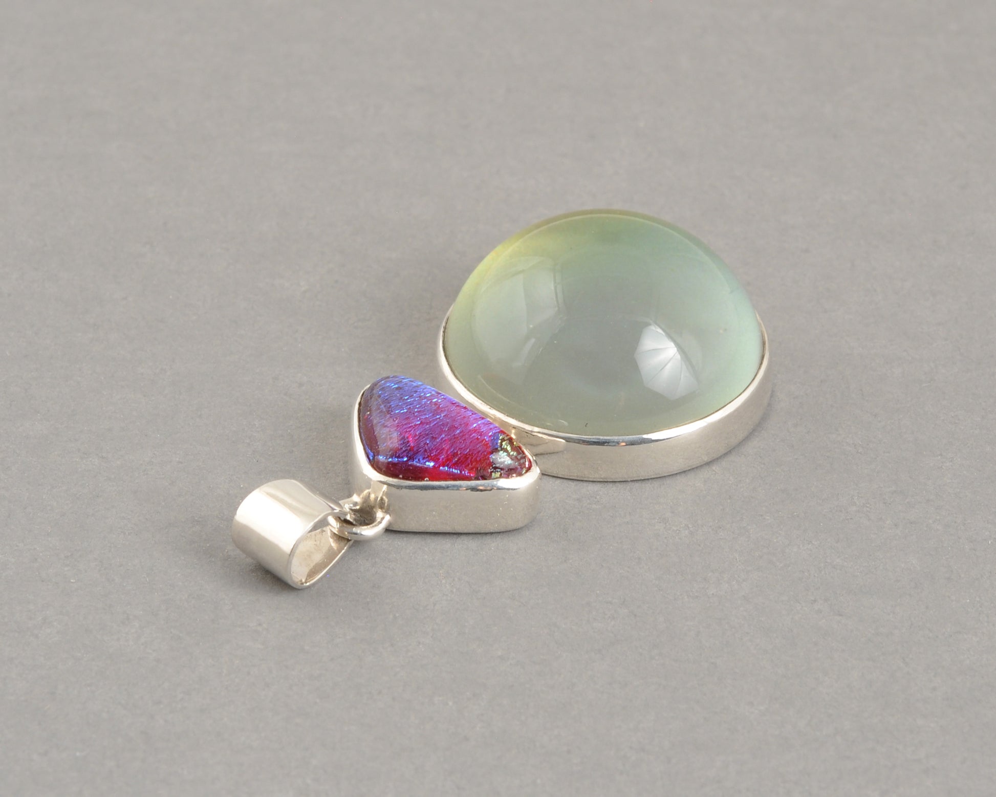 Mirage Dichroic Pendant #7–Sterling Silver Color-Changing Glass Pendant–25x39mm Mood Jewelry-One of A Kind