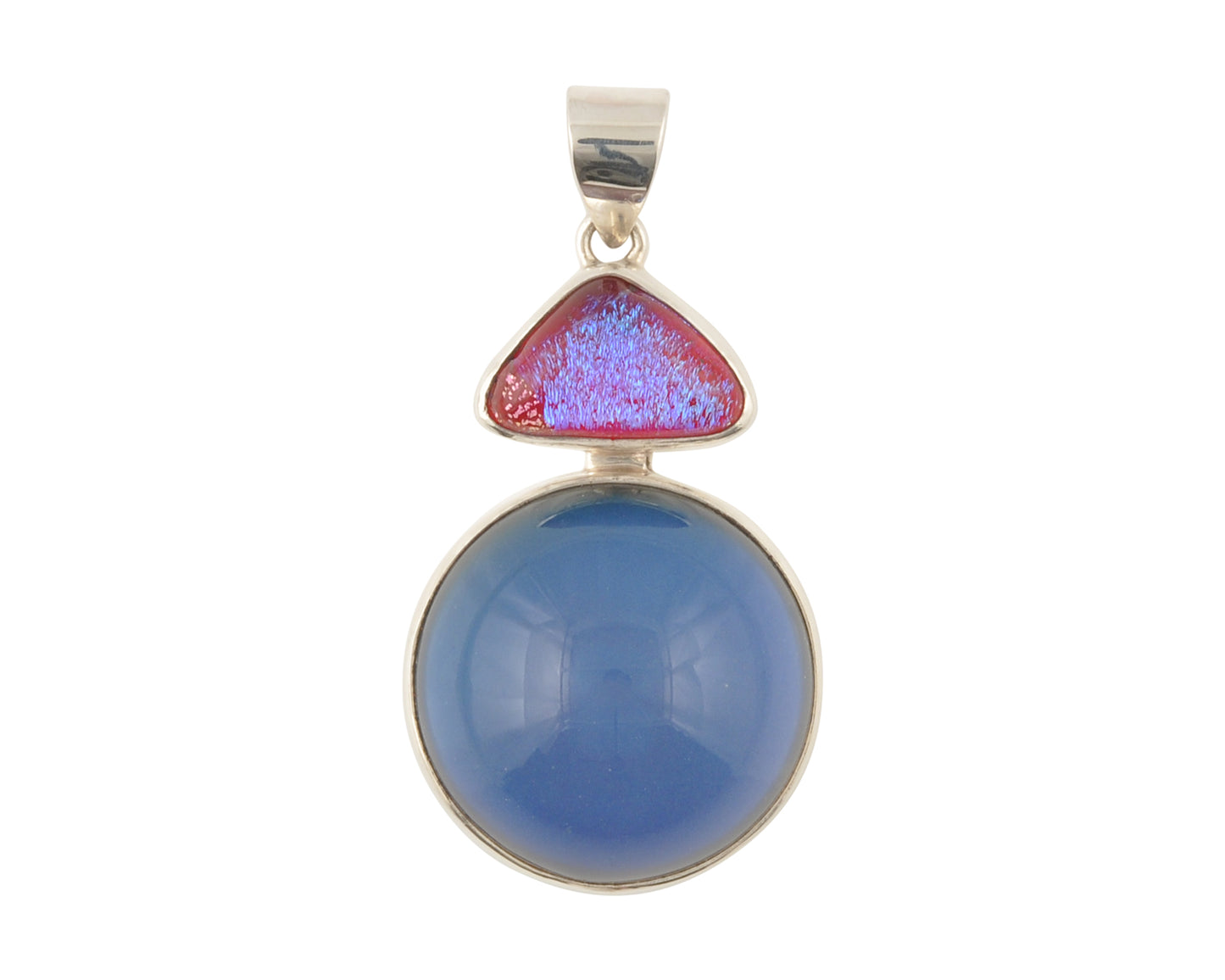 Mirage Dichroic Pendant #7–Sterling Silver Color-Changing Glass Pendant–25x39mm Mood Jewelry-One of A Kind