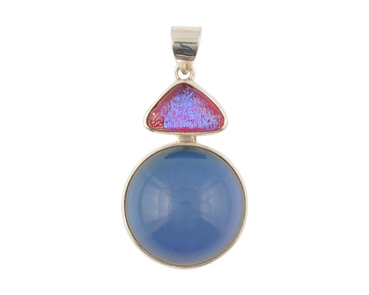 Mirage Dichroic Pendant #7–Sterling Silver Color-Changing Glass Pendant–25x39mm Mood Jewelry-One of A Kind