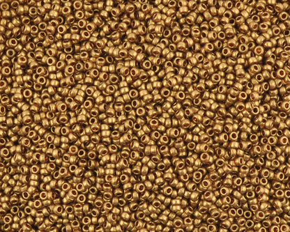 Miyuki 15/0 round seed beads in 457L metallic light bronze, 7 gram tube