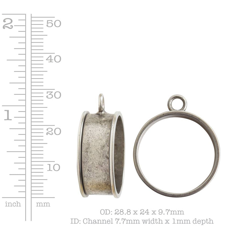 Nunn Design-Brass-Deep Channel Open Bezel Large Circle Single Loop-Antique Silver-Quantity 1