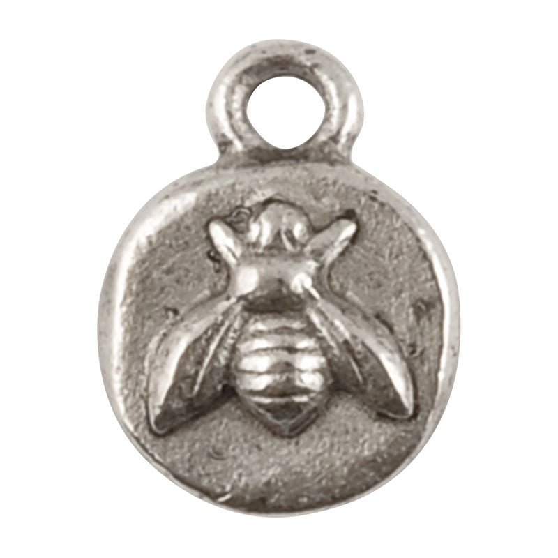 Nunn Design-Pewter-12mm Organic Itsy Bee Charm-Antique Silver-Quantity 1