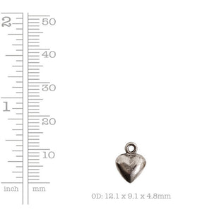 Nunn Design-Pewter-12mm Mini Heart Charm-Antique Silver-Quantity 1