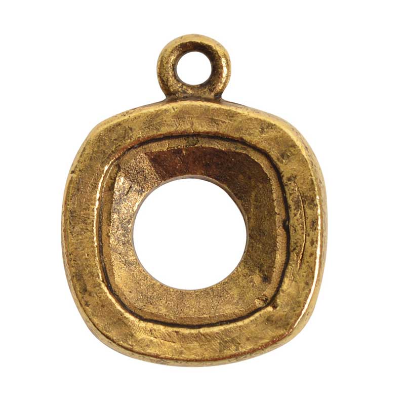 Nunn Design-Bezel-12mm Open Back Square-Single Loop-Antique Gold