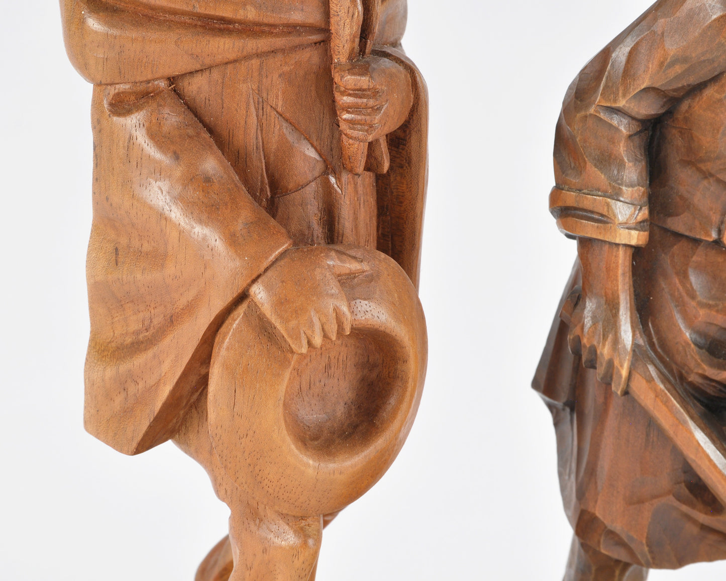 Vintage Oberammergau German Hand Carved Wood Figurines Pair - Bavarian Folk Art-RARE FIND