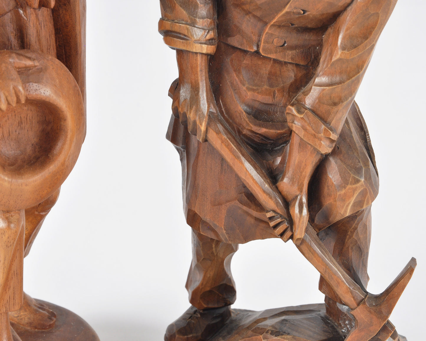 Vintage Oberammergau German Hand Carved Wood Figurines Pair - Bavarian Folk Art-RARE FIND