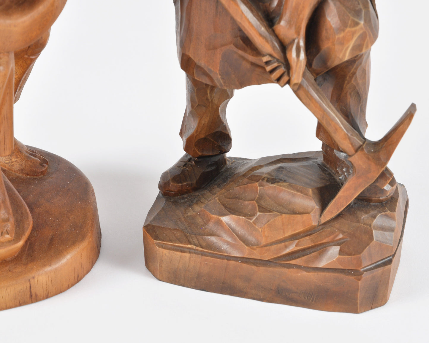 Vintage Oberammergau German Hand Carved Wood Figurines Pair - Bavarian Folk Art-RARE FIND