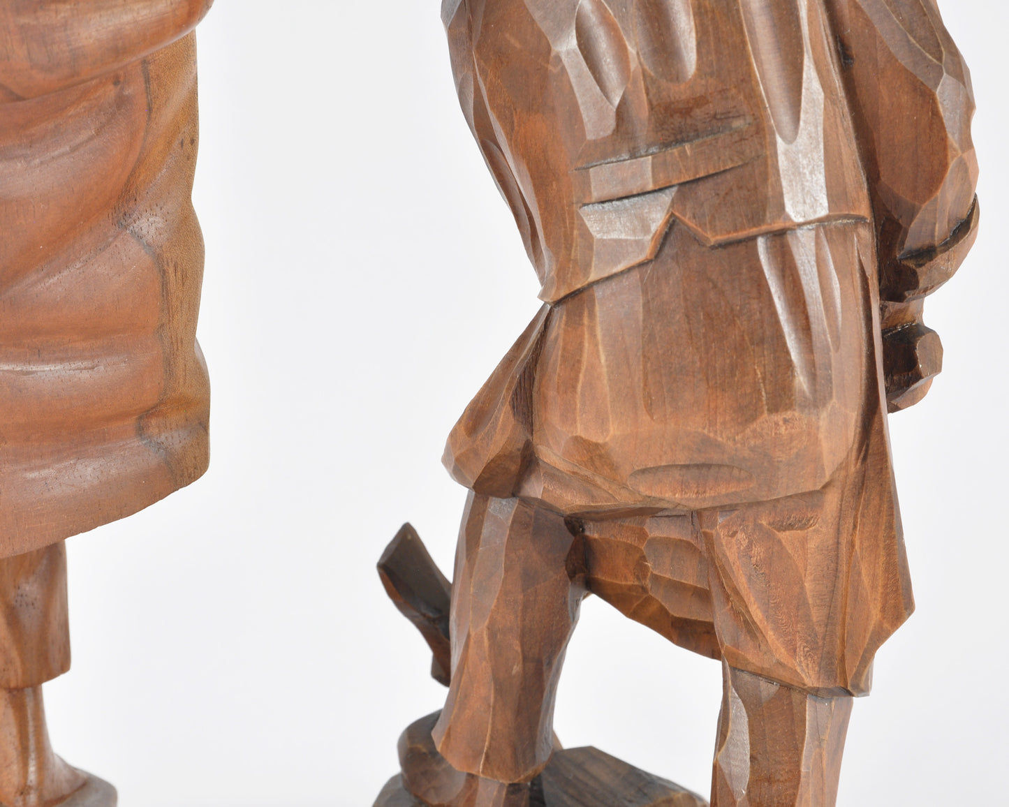 Vintage Oberammergau German Hand Carved Wood Figurines Pair - Bavarian Folk Art-RARE FIND