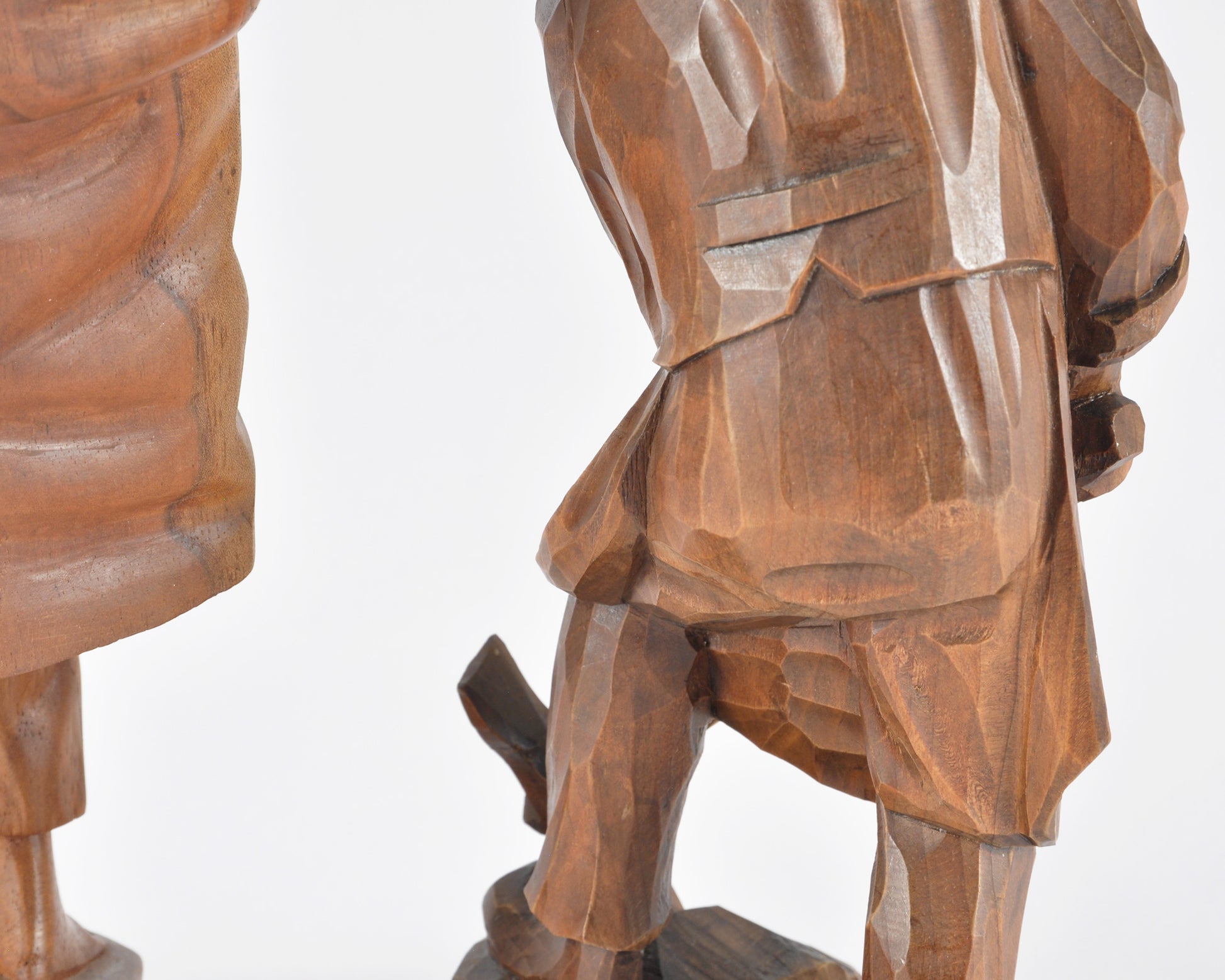 Vintage Oberammergau German Hand Carved Wood Figurines Pair - Bavarian Folk Art-RARE FIND