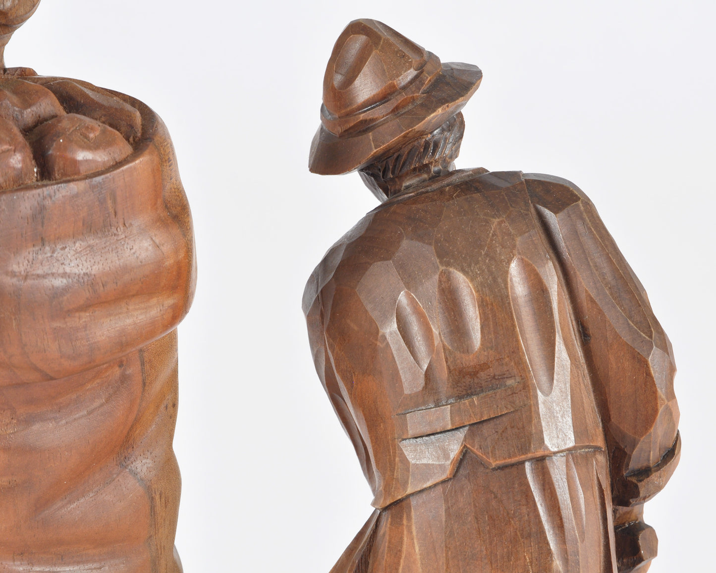 Vintage Oberammergau German Hand Carved Wood Figurines Pair - Bavarian Folk Art-RARE FIND