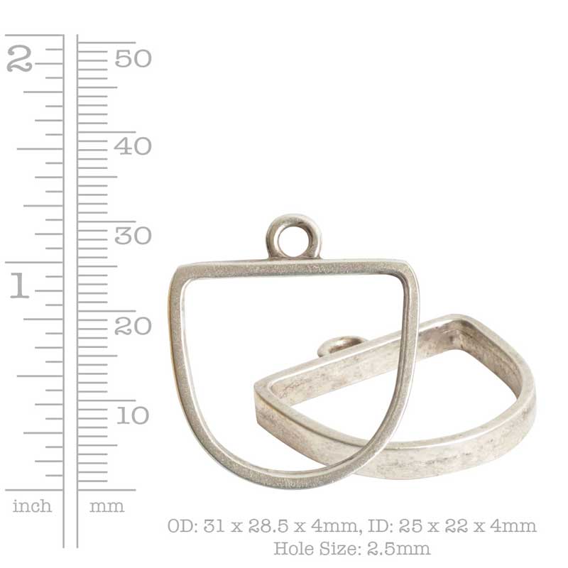 Nunn Design-Open Pendant-Half Oval-Single Loop-Antique Silver-Quantity 1