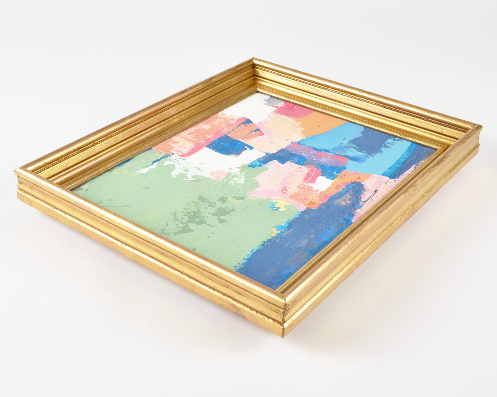 Original Abstract Acrylic Painting on Canvas-Colours-Gilded Gold Vintage Wood Frame by Tamara Scott Tamara Scott Designs