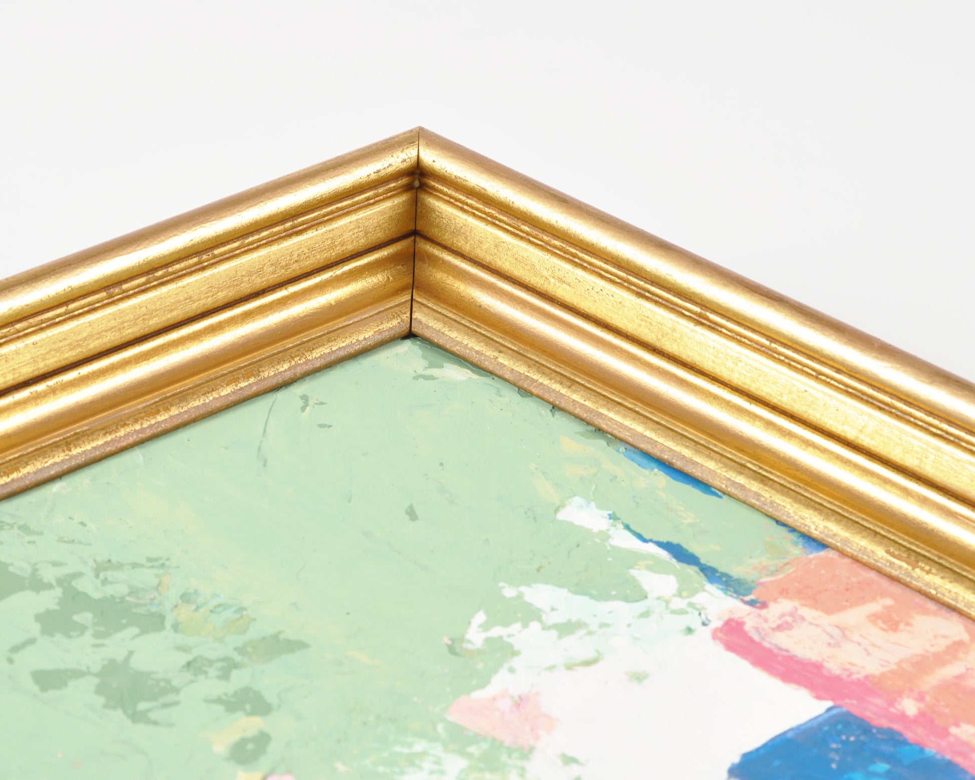 Original Abstract Acrylic Painting on Canvas-Colours-Gilded Gold Vintage Wood Frame by Tamara Scott Tamara Scott Designs