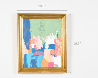 Original Abstract Acrylic Painting on Canvas-Colours-Gilded Gold Vintage Wood Frame by Tamara Scott Tamara Scott Designs