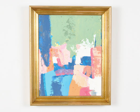 Original Abstract Acrylic Painting on Canvas-Colours-Gilded Gold Vintage Wood Frame by Tamara Scott Tamara Scott Designs