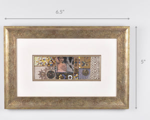 Original Mixed Media Art Custom Framed-Lace-Ornate Gold Wood Framed Vintage Beadwork Art-Tamara Scott-Bead Embroidery Art