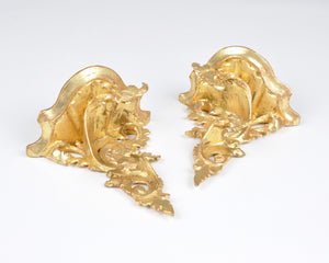 Pair of Small Wall Sconces-Gilded Wood Italian Acanthus Leaf Wall Shelves-Vintage Corbel-Wall Bracket-Home Decor-RARE FIND Tamara Scott Designs