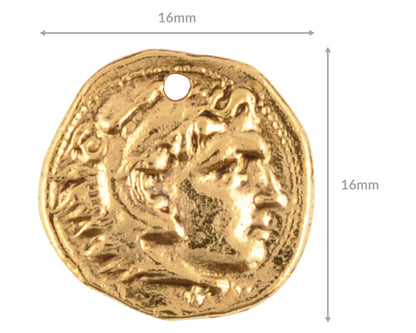 Pewter-16mm Roman Small Coin Charm-Antique Gold-Quantity 1 Tamara Scott Designs
