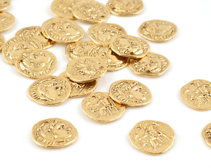Pewter-16mm Roman Small Coin Charm-Antique Gold-Quantity 1 Tamara Scott Designs