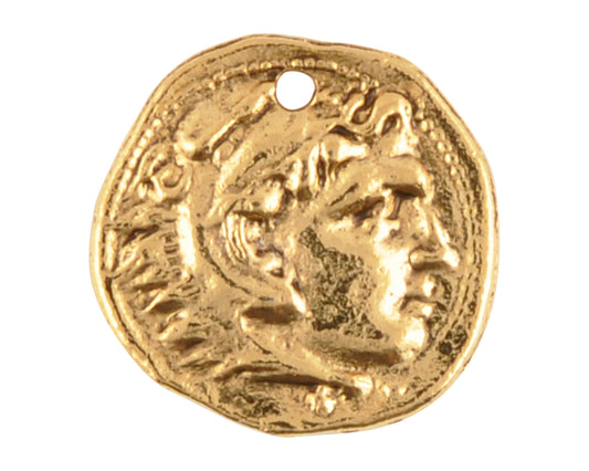 Pewter-16mm Roman Small Coin Charm-Antique Gold-Quantity 1 Tamara Scott Designs