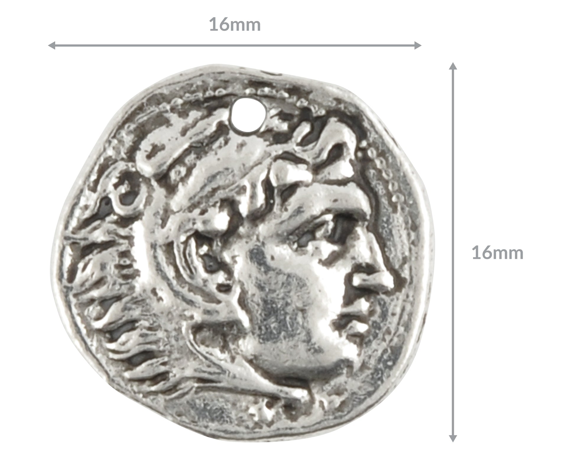 Pewter-16mm Roman Small Coin Charm-Antique Silver-Quantity 1 Tamara Scott Designs