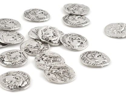Pewter-16mm Roman Small Coin Charm-Antique Silver-Quantity 1 Tamara Scott Designs
