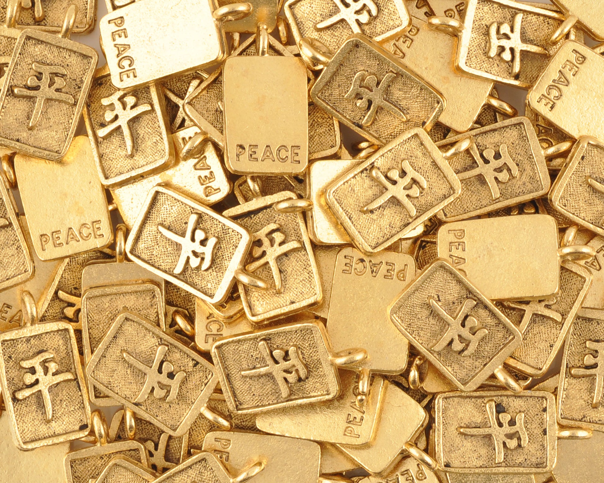 Pewter-17x10mm Chinese Peace Charm-Antique Gold-Quantity 1 Tamara Scott Designs