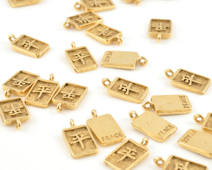 Pewter-17x10mm Chinese Peace Charm-Antique Gold-Quantity 1 Tamara Scott Designs