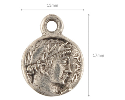antique silver roman coin owl charm double sided pewter jewelry pendant