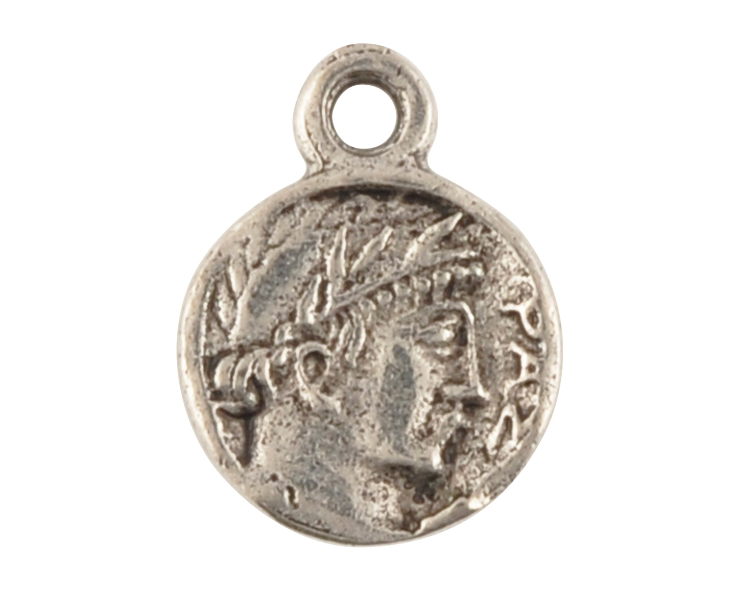 antique silver roman coin owl charm double sided pewter jewelry pendant