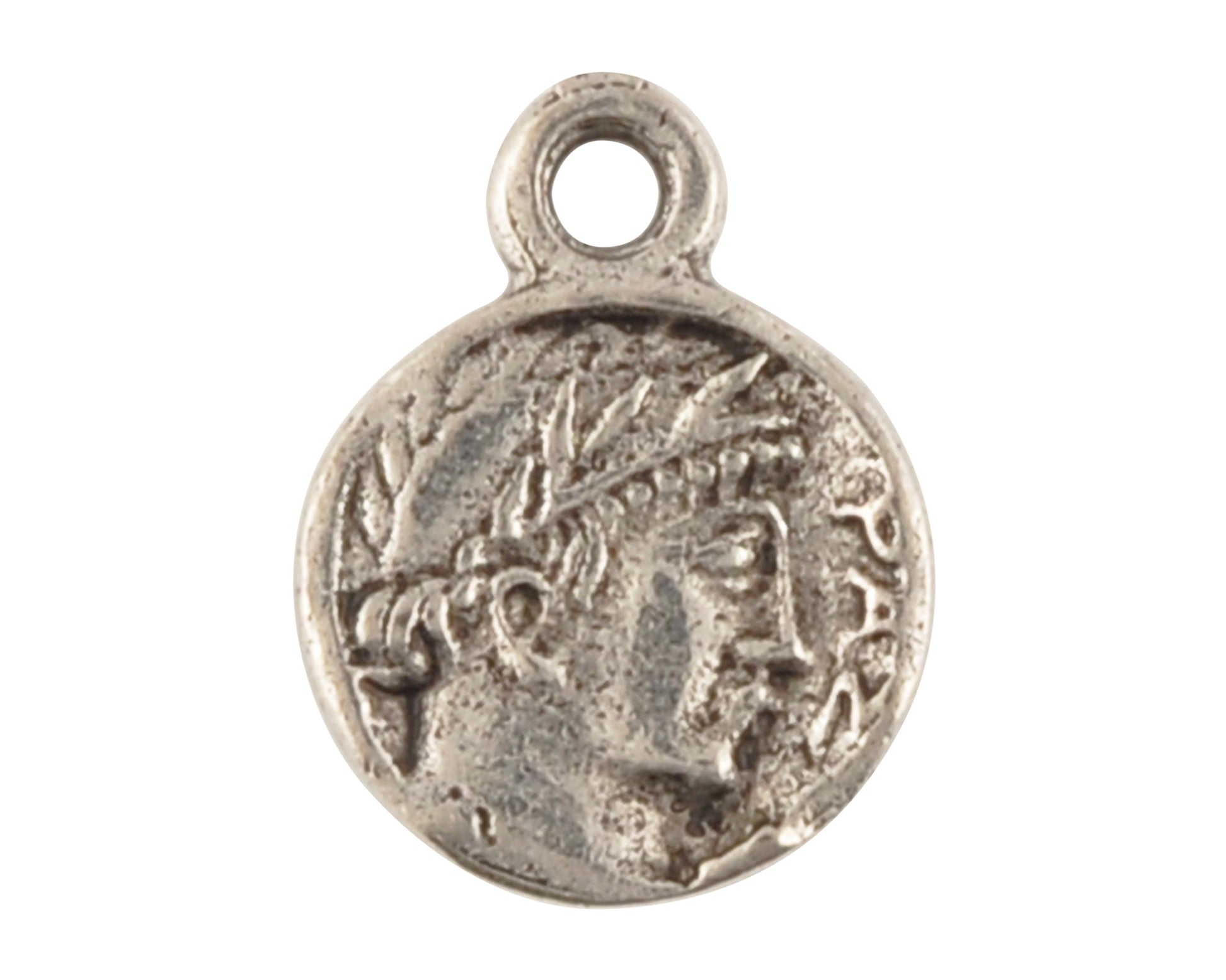 antique silver roman coin owl charm double sided pewter jewelry pendant