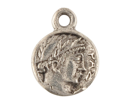 antique silver roman coin owl charm double sided pewter jewelry pendant