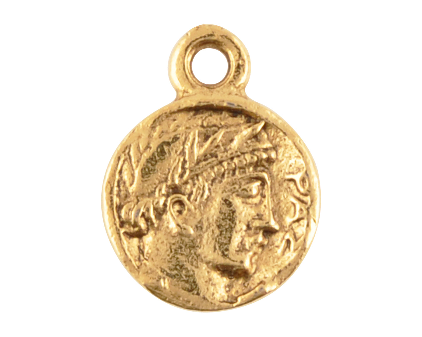antique gold roman coin owl charm double sided pewter jewelry pendant