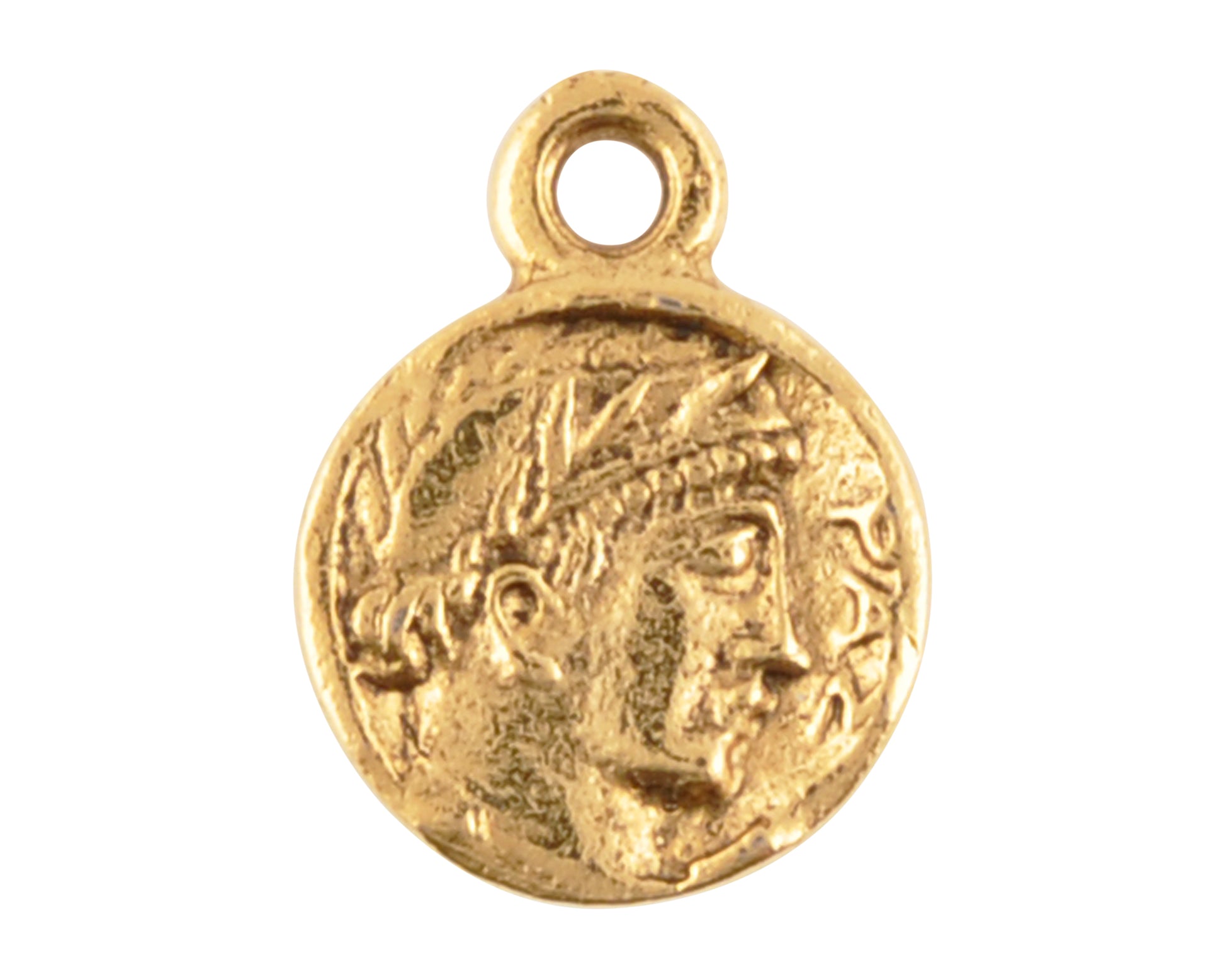 antique gold roman coin owl charm double sided pewter jewelry pendant