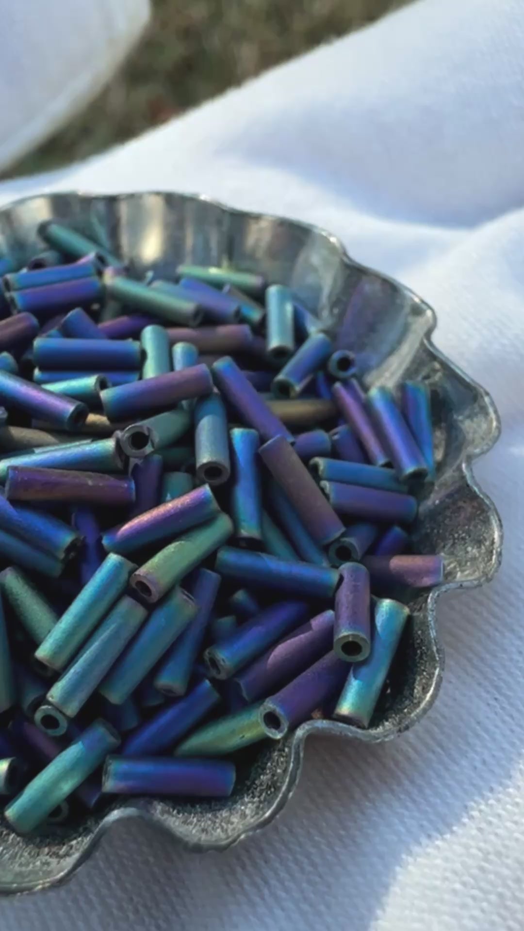 Seed Beads-6mm Bugle-401FR Matte Black AB-Miyuki-12 Grams Tamara Scott Designs