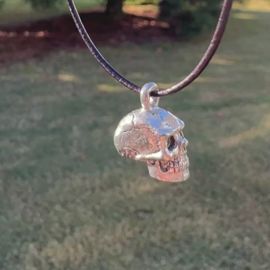 Pewter-17x8mm Pewter Skull Head Charm-3 Dimensional-Antique Silver Tamara Scott Designs