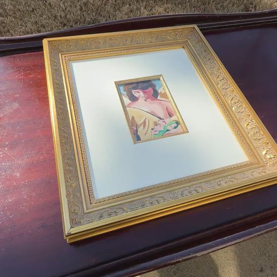 Original Oil Painting-Guardian Angel-Ornate Gold Gilded Wood Framed and Matted-by Tamara Scott