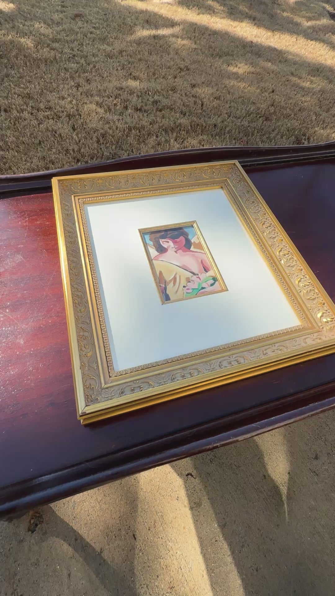 Original Oil Painting-Guardian Angel-Ornate Gold Gilded Wood Framed and Matted-by Tamara Scott