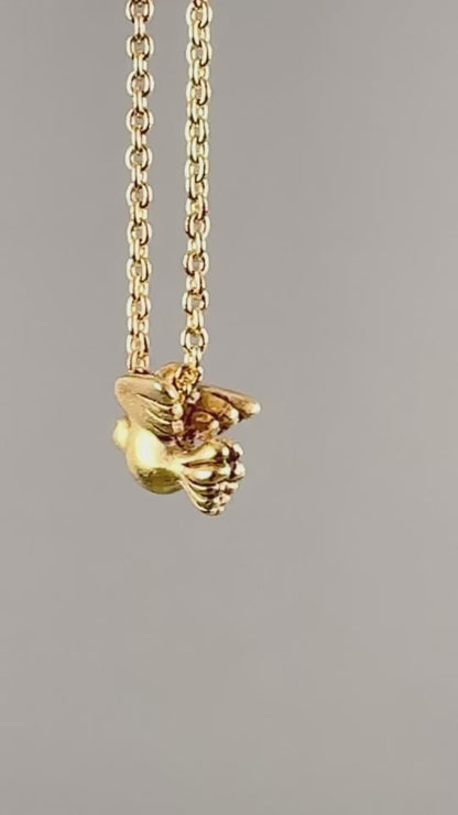 Pewter Charm-9.5x7mm Tiny Bird-Antique Gold-Quantity 1