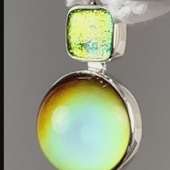 Mirage Dichroic Pendant #4–Sterling Silver Color-Changing Glass Pendant–25x39mm Mood Jewelry-One of A Kind
