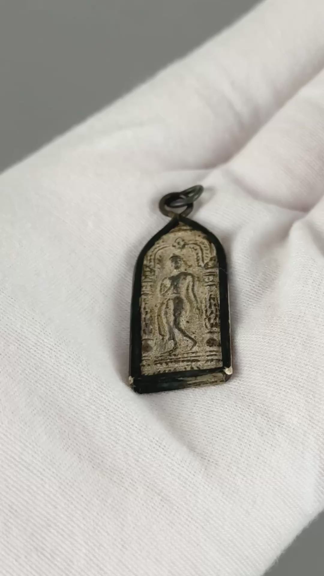 Casting Pendants-Metal-16x46mm Walking Buddha-Old Patina-Thailand-Quantity 1