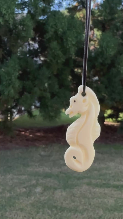 Carved Pendants-42x15mm Seahorse-Off White-Quantity 1 Tamara Scott Designs