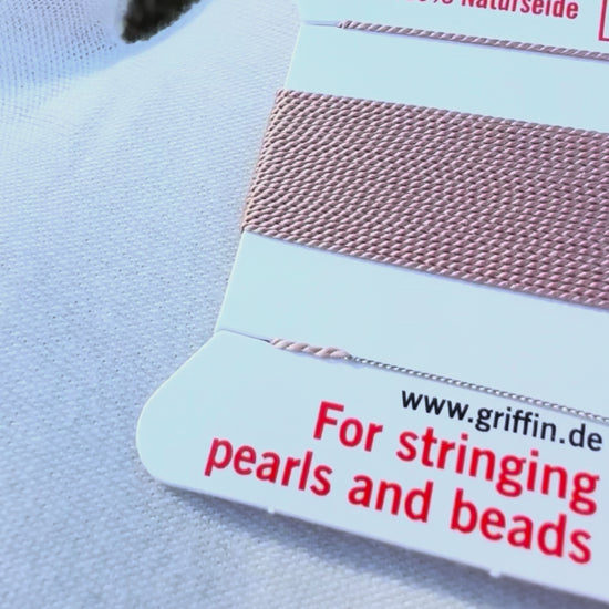 Griffin natural silk bead cord size 4 light pink with attached twisted needle 2 meter card