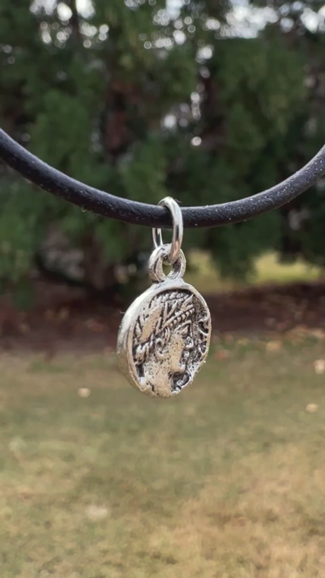antique silver roman coin owl charm double sided pewter jewelry pendant