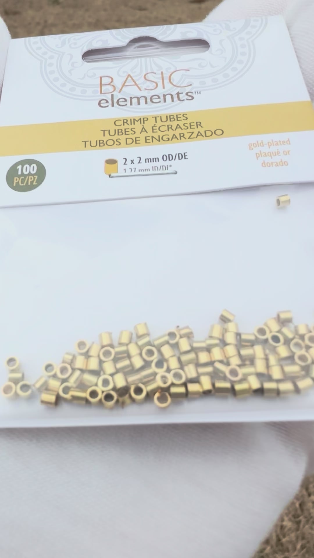 Beadsmith 2mm gold plated crimp tubes, 100 count for jewelry making