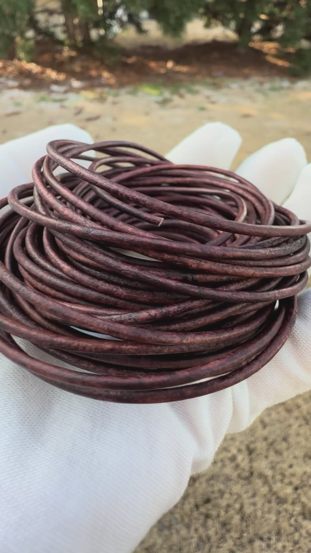 Leather Cord-2mm Round-Soft-Natural Antique Brown-10 Meters Tamara Scott Designs