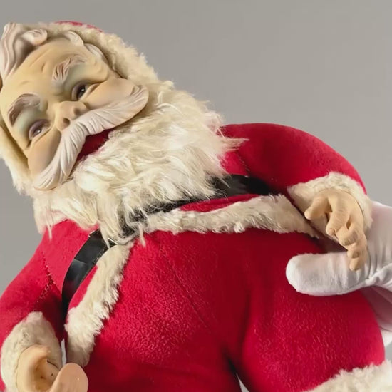Vintage Rushton Company Christmas Rubber Face Stuffed Plush Red and White Santa Doll