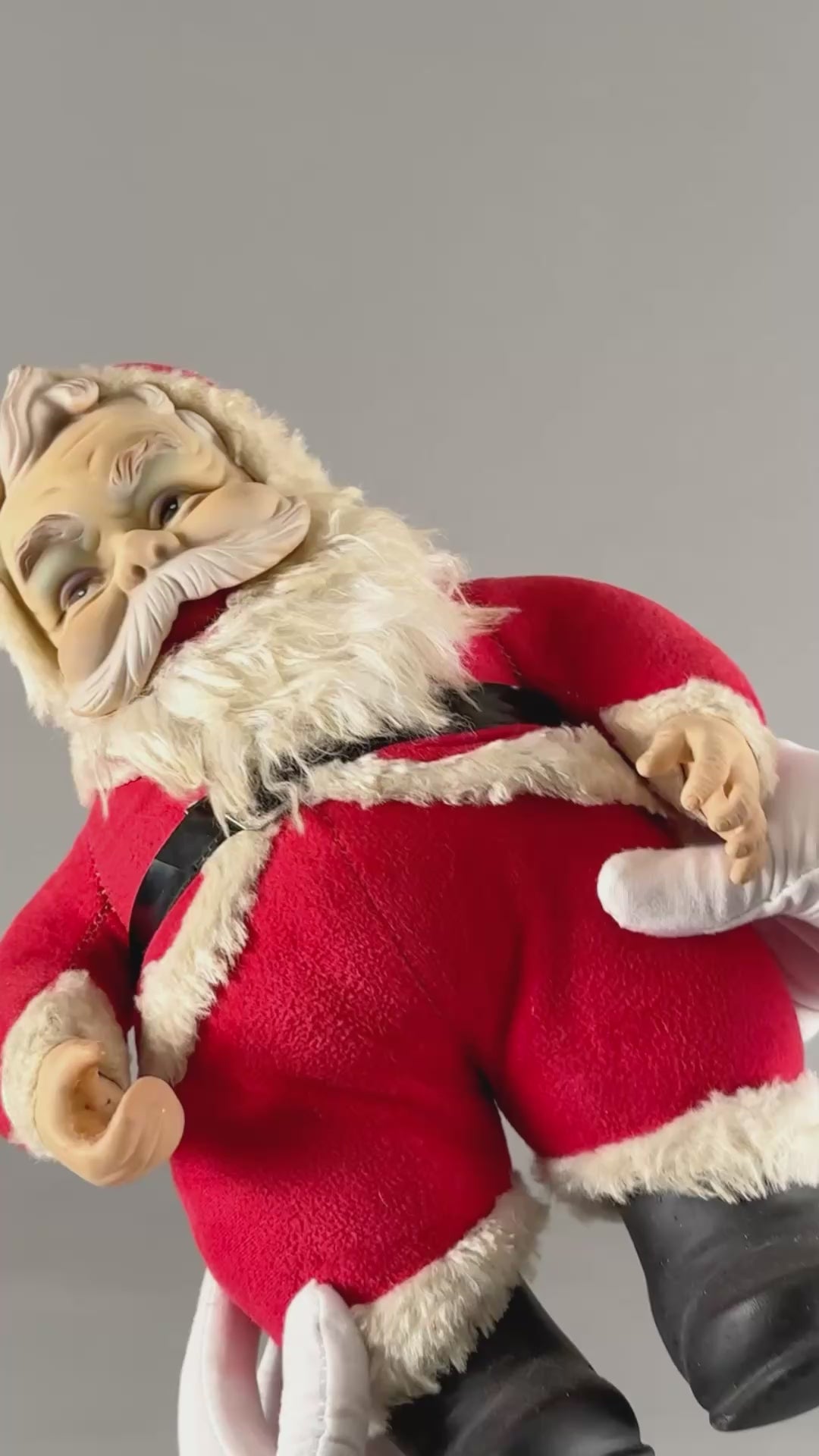 Vintage Rushton Company Christmas Rubber Face Stuffed Plush Red and White Santa Doll