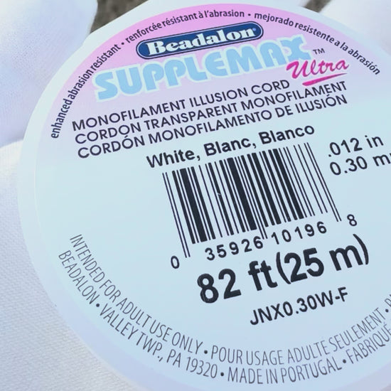 Supplemax ultra nylon monofilament thread 0.30mm white 25 meter spool for jewelry stringing